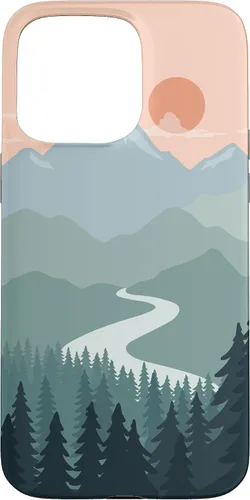 Vista 31 de Boho Chic Pines Forest Mountains Landscape Minimal Sunset Case for iPhone 16