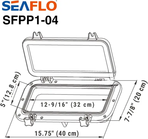 Vista 8 de SEAFLO Ventana rectangular para ojo de buey con plástico ABS y vidrio tintado, 16 x 8 pulgadas (blanco)