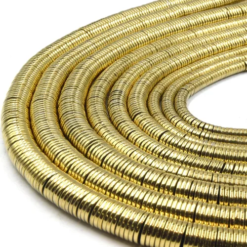 Vista 4 de Cuentas Heishi de hematita Cuentas de hematita heishi chapadas en metal natural liso 0.315 in Oro dorado 0.315 in