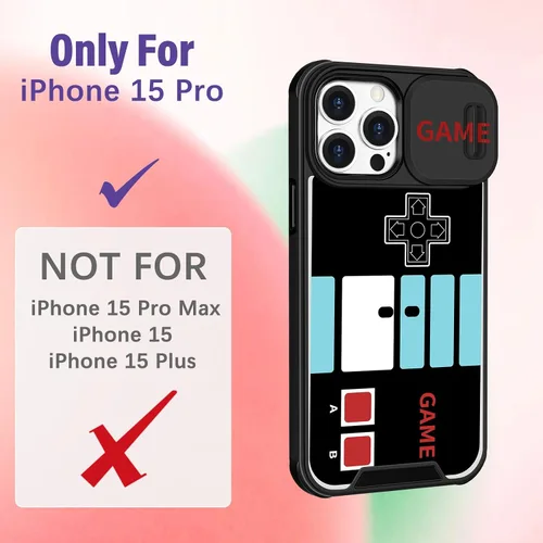 Vista 2 de Funermei Funda 2 en 1 para iPhone 15 Pro para niños, bonita funda divertida y divertida de dibujos animados, para niños, niñas y hombres, diseño