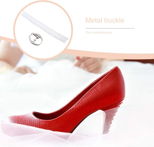Vista 4 de EXCEART 2 pares de correas de tacón alto para zapatos de repuesto con hebilla de cuero desmontable para mujeres y niñas zapatos de tacón alto blanco