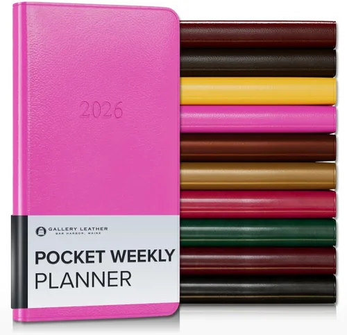 Vista 79 de Gallery Leather Planificador Semanal y Mensual Grande 2025-2026, Calendario Planificador y Cuaderno Elegantemente Encuadernado con Elegantes Bordes