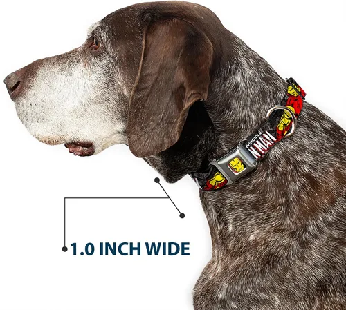 Vista 6 de buckle-down 9 – 15" "ima-iron Hombre Face Rojo/Amarillo" Perro Collar