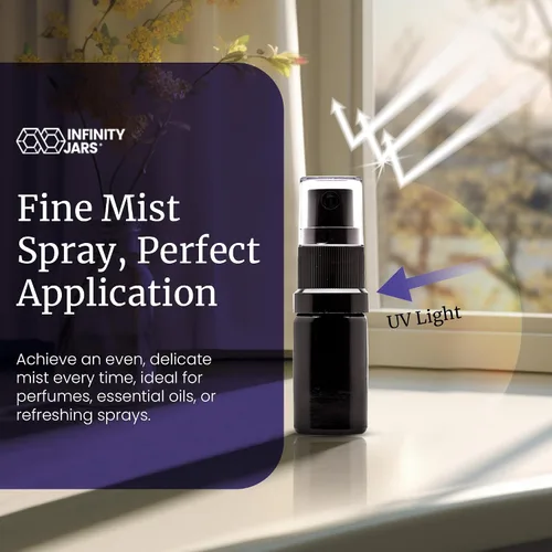 Vista 5 de Infinity Jars Botella de spray de niebla fina de vidrio ultravioleta negro de 0.2 fl oz (0.17 fl oz)