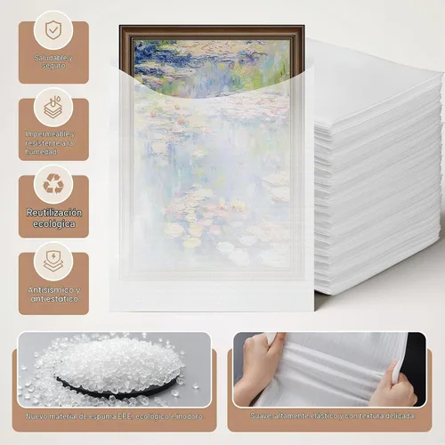 Vista 3 de 100 Pack Dish Packing Supplies for Moving, 12x12 Inch Cushion Foam Pouches