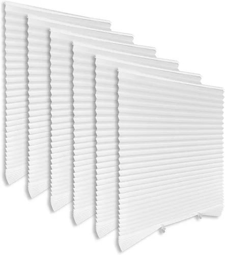Vista 8 de Persianas de papel opacas de 36 x 72 pulgadas, paquete de 6 unidades, temporales, inalámbricas, autoadhesivas, sin taladro, cubierta plisada