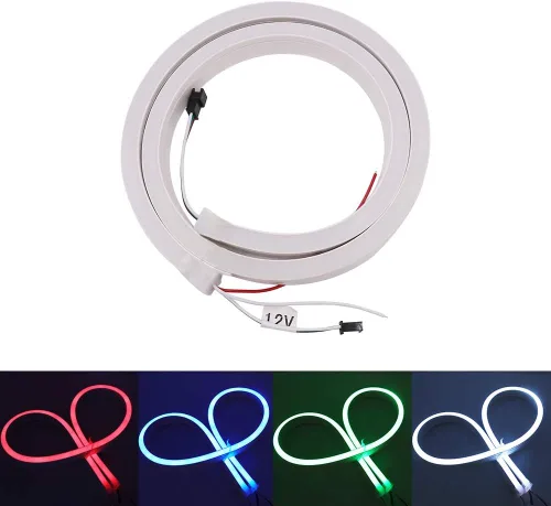 Vista 8 de Cuerda de luz de neón RGB, tira de luz LED inteligente direccionable, DC 5V SK6812 60LEDs/m impermeable, cambio de color, luces de barra de letras