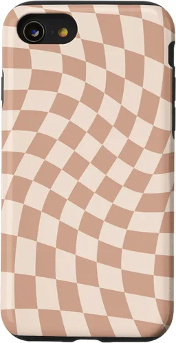 Vista 18 de iPhone 16 Beige Cream Twisted Checkered Swirl 60s 70s Aesthetic Brown Case