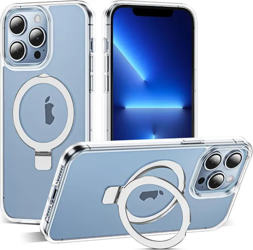 Vista 178 de SKYLMW - Funda compatible con iPhone 11 de 6.1 pulgadas, con soporte magnético invisible tipo anillo, funda translúcida de grado militar, compatible