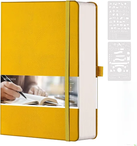 Vista 8 de EMSHOI Cuaderno de diario punteado, 320 páginas, tamaño A5 pequeño de 5.75 x 8.38 pulgadas, tapa dura de piel sintética, papel grueso de 3.53 oz/m²
