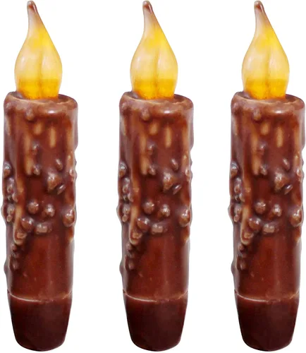 Vista 20 de CVHOMEDECO. Velas de cera real sumergidas a mano con temporizador LED con pilas, velas cónicas sin llama primitivas del país, 4-3/4 pulgadas, negro