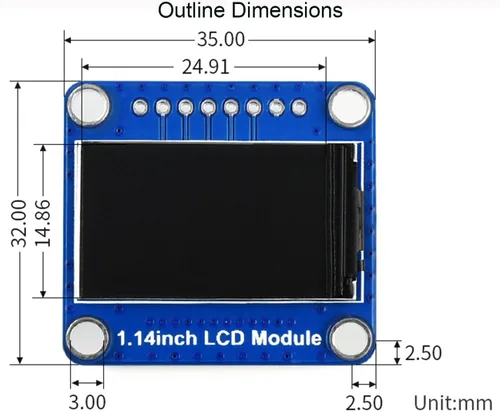 Vista 7 de waveshare 1.14inch LCD módulo 65K RGB pantalla IPS color pantalla para frambuesa Pi/para Arduino/para VisionFive2/STM32, etc. Interfaz SPI 3.3V/5V