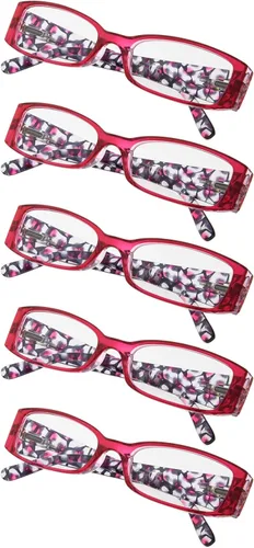 Vista 3 de Paquete de 5 lentes de lectura con diseño floral para mujer, incluye lectores de sol