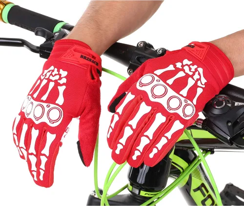 Vista 3 de Guantes de ciclismo de esqueleto de hueso para motocicleta guantes de bicicleta acolchados de montaña para hombres y mujeres resistencia al aire