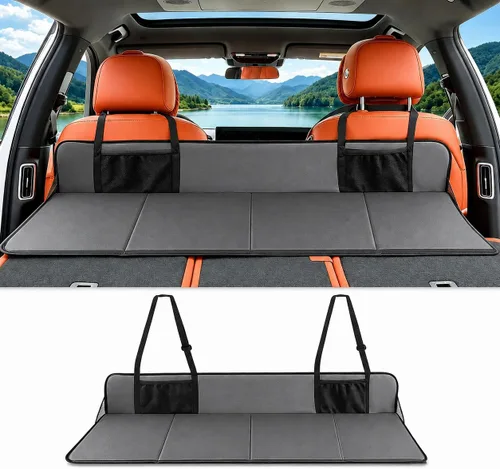 Vista 6 de Extensor plegable para asiento trasero de automóvil para dormir, placa de extensión de colchón de asiento trasero, plataforma portátil para cama