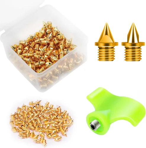 Vista 7 de 100 Pcs Track Spikes, 1/8 inch & 3/16 inch & 1/4 inch Steel Track Shoe Spikes Replacements wiht Spike Wrench for Sports Running Track Shoes