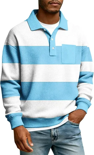 Vista 27 de Camisas de manga larga con botones a cuadros para hombre, con cuello de manga larga, estilo casual, elegante, a cuadros