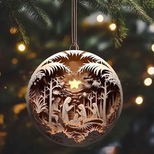 Vista 4 de 5PCS Christmas Ornaments Nativity Scene Ornament, Nativity Scene Hanging Ornament, Christmas Nativity Set Religious Christmas Supplies for Wreaths