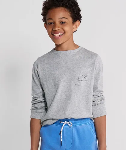 Vista 3 de vineyard vines Boys' Long Sleeve Vintage Whale Pocket Tee (Toddler/Little Kid/Big Kid)