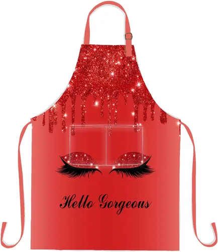 Vista 8 de Hello Gorgeous - Delantal de pestañas de unicornio, delantal ajustable para hombres y mujeres, cocina, hornear, jardinería
