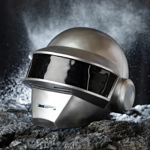 Vista 2 de Casco punk para cosplay de resina para adultos, máscara plateada, estilo punk, disfraz de Halloween