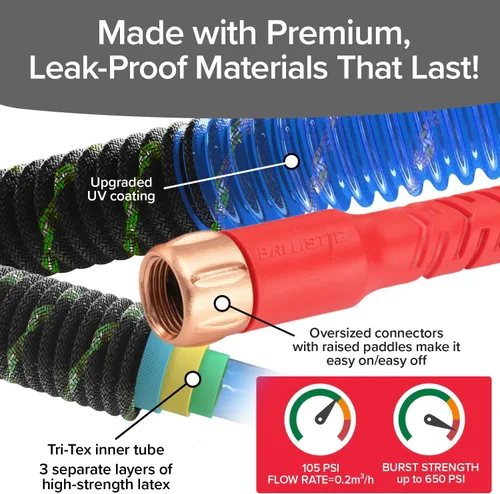 Vista 7 de Pocket Hose Ballistic Double UV 25 FT Expandable Garden Hose, Pocket Pivot