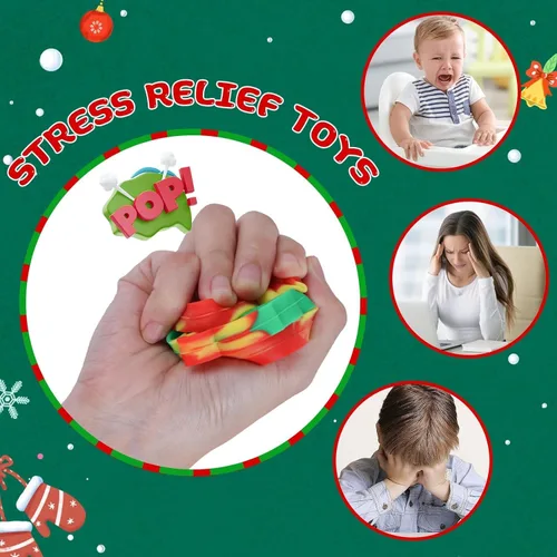 Vista 6 de Paquete de 24 Mini Juguetes Pop Fidget de Navidad para Niños Niñas Niños Pequeños Rellenos de Calcetines de Navidad Obsequios para Fiestas Alivio
