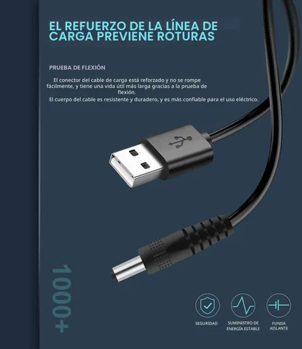 Vista 5 de Cable de alimentación de 5 V CC, cable de carga USB a CC de 0.217 x 0.083 in con 8 conectores adaptadores para altavoz, enrutador, luz LED, lámpara