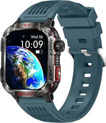 Vista 13 de Reloj inteligente para hombre, rastreador de fitness con brújula linterna y iPhone Android Support Make & Answer Calls, 2.01"Heart Rate Blood