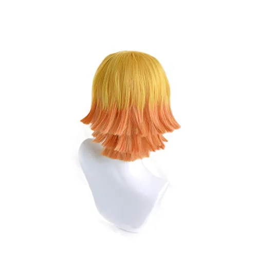Vista 4 de Peluca de cosplay Demon Slayer Kimetsu no Yaiba Agatsuma Zenitsu, peluca de cosplay para hombres y mujeres, resistente al calor, pelo sintético