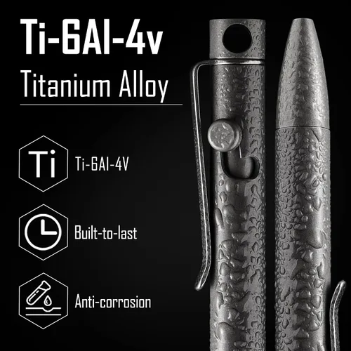 Vista 5 de KeyUnity KP05SW Bolt Action Pen con clip y llavero mosquetón de titanio KD00