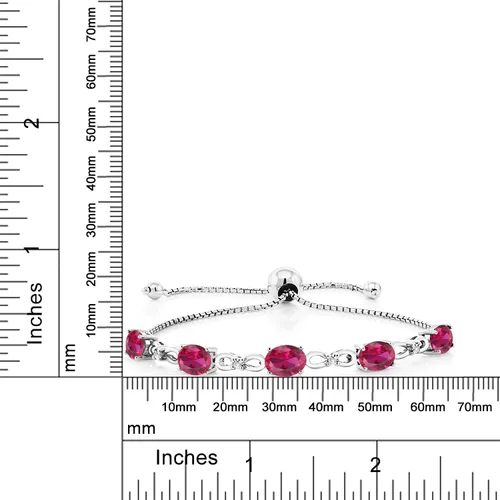 Vista 48 de Gem Stone King Pulsera de tenis de diamantes cultivados en laboratorio con piedra natal de 3-6 quilates para mujer, plata de ley 925, ovalada