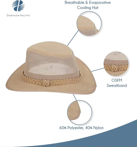 Vista 4 de Dorfman Pacific Co. sombrero absorbente con lados de malla para hombre, LXL, Natural