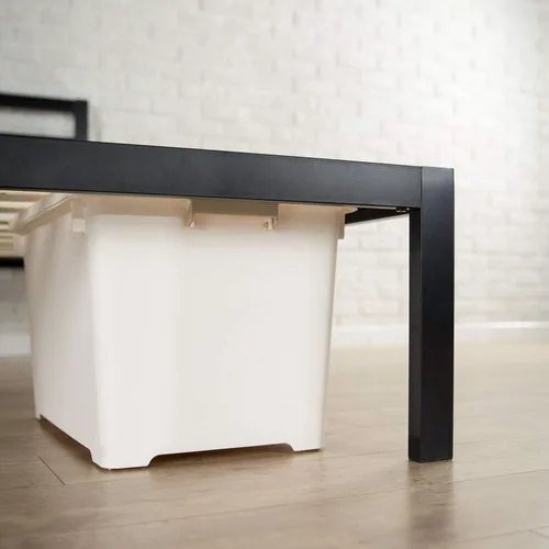 Vista 5 de Base de cama de metal Queen con cabecero y listones de madera
