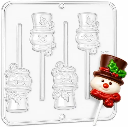 Vista 5 de Molde de muñeco de nieve Lollipop Lollipops Chocolate Candy Mold Navidad 2039