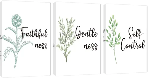 Vista 76 de Arte de pared inspirador de 3 piezas, imagen de refranes de plantas blancas, citas de trabajo y estadía, impresiones en lienzo para decoración