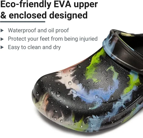 Vista 2 de Zapatos de chef antideslizantes para hombre, zuecos de trabajo de enfermería impermeables para cocina, zapatos para trabajar en restaurante de hombre