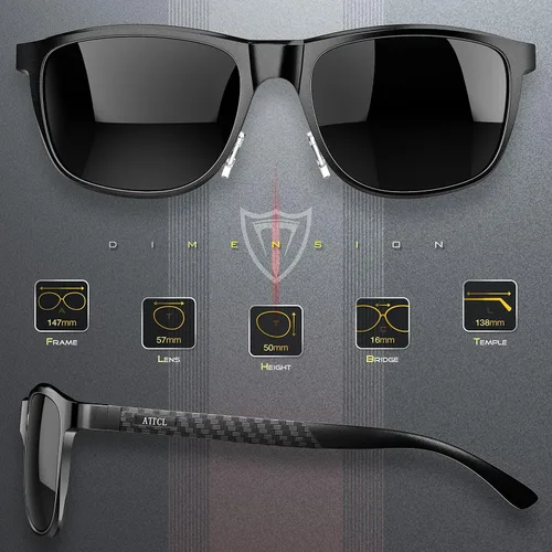 Vista 3 de ATTCL - Lentes de sol polarizados con marco de metal retro para hombre