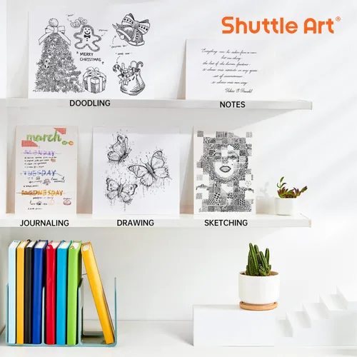 Vista 6 de Shuttle Art Paquete de suministros escolares y de trabajo, paquete de 11 bolígrafos de tinta de gel suave en tinta negra, punta de 0.020 in +