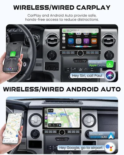 Vista 2 de [4G+128G+8Core] para radio de coche Ford F150 2009-2014, pantalla táctil IPS de 10.1 pulgadas estéreo de coche con Carplay inalámbrico/Android Auto