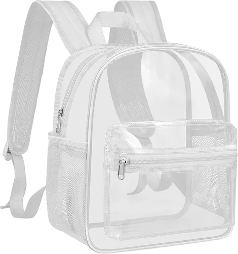 Vista 12 de MAY TREE Mochila transparente para eventos en estadios, 12 x 11 x 6 Negro