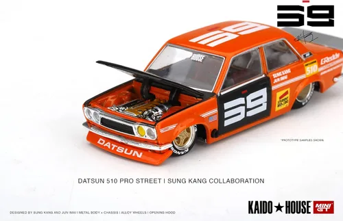 Vista 4 de Mini GT x Kaido House 1:64 Datsun 510 Pro Street SK510 Naranja - KHMG004