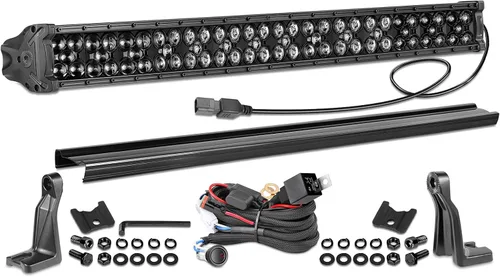 Vista 10 de Barra de luz LED de 20 pulgadas con arnés de cableado, serie negra Nirider con cubierta de 350 W, luces antiniebla LED de inundación puntual