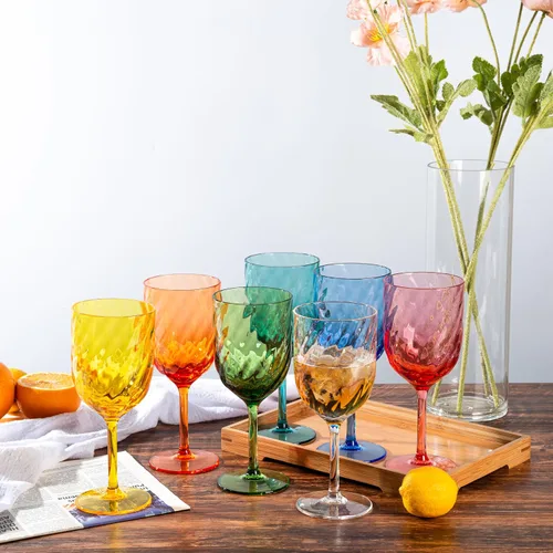 Vista 3 de KOXIN-KARLU Unbreakable Classic - Copas de vino de plástico multiusos de 14 onzas, juego de 6 unidades, color azul