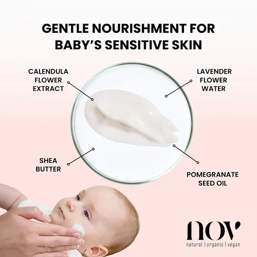 Vista 3 de Baby Nourishing Hydra Lotion - Loción para bebés para recién nacidos para calmar la picazón y el enrojecimiento - Manteca de karité esencial