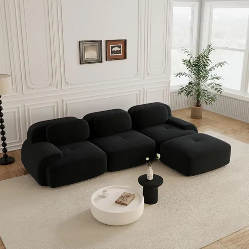 Vista 37 de Sofás modulares sin hueso de 152.8 pulgadas para sala de estar, sofá modular con diván en forma de L, cómodo asiento profundo tapizado de tela