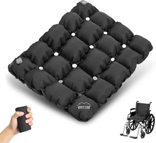 Vista 17 de ONTYZZ Cojín inflable para asiento de avión, ligero 2 piezas Negro