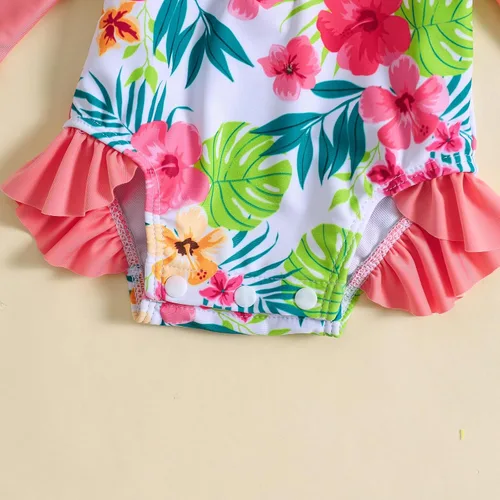Vista 72 de Traje de baño de una pieza con cremallera de manga larga para bebé niña con gorro