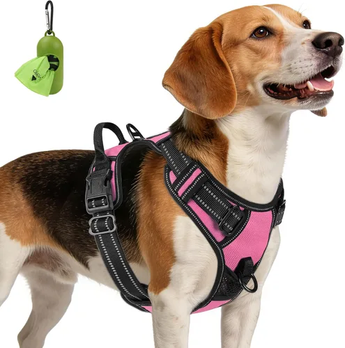 Vista 35 de Joytale Arnés sin tirones para perros pequeños, chaleco reflectante para mascotas con clip frontal, arnés acolchado suave ajustable con asa de fácil