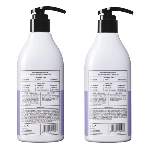 Vista 6 de Herbalosophy Juego de champú y acondicionador de biotina y colágeno, engrosamiento del crecimiento del cabello, reparador y seco, juego de cabello